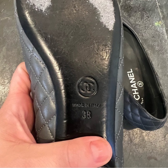 Chanel Quilted Cap Toe Ballet Flats Grey/Black - Picture 7 of 7